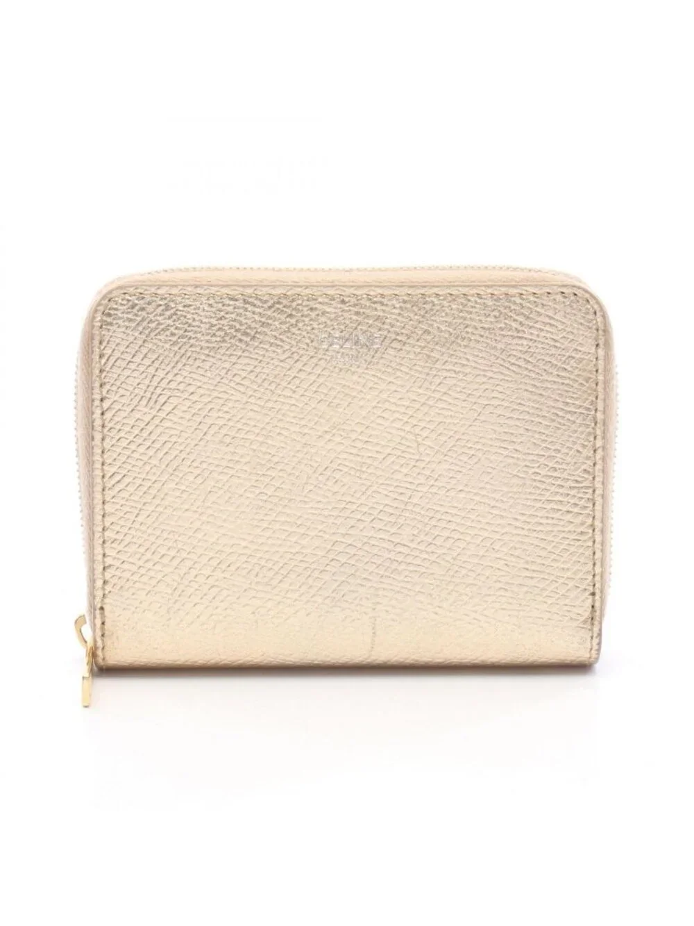 Celine Round Wallet Gold Leather Coin Purse
